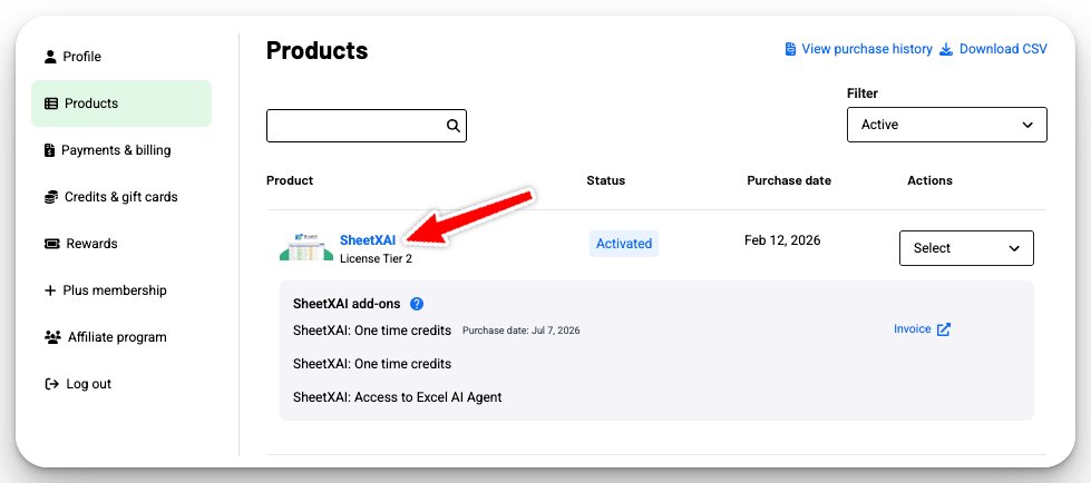 SheetXAI listed on the AppSumo Products page